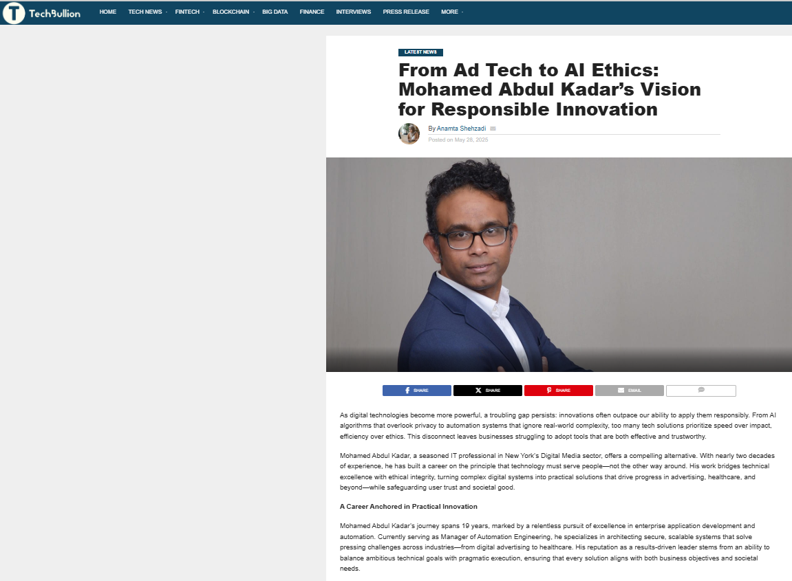 Article: From Ad Tech to AI Ethics: Mohamed Abdul Kadar’s Vision for Responsible Innovation