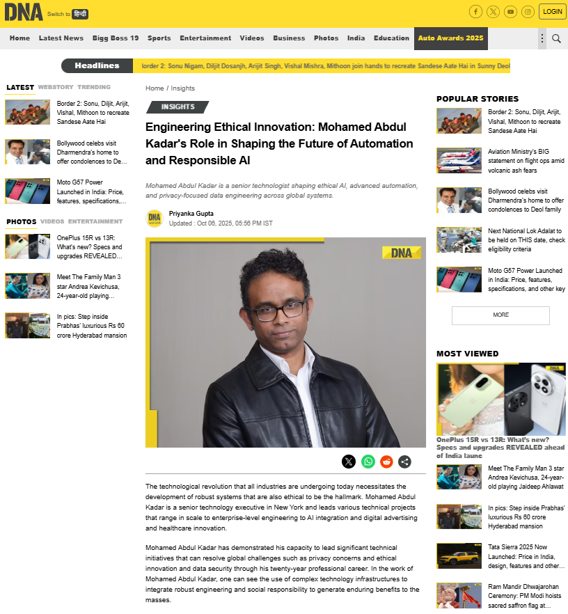 Article: Engineering Ethical Innovation: Mohamed Abdul Kadar's Role in Shaping the Future of Automation and Responsible AI