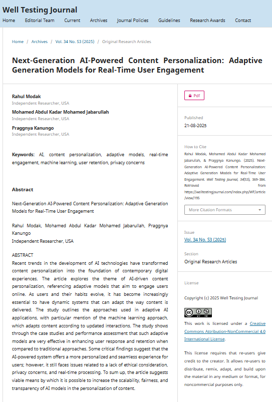 Article: Next-Generation AI-Powered Content Personalization: Adaptive Generation Models for Real-Time User Engagement