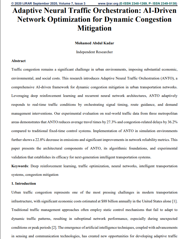 Article: Adaptive Neural Traffic Orchestration: AI-Driven Network Optimization for Dynamic Congestion Mitigation